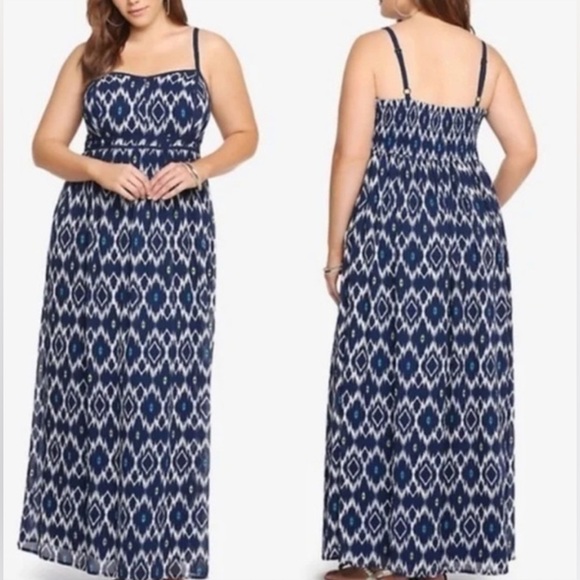 Torrid Women's Navy & White Sleeveless Geometric Maxi Dress Size 3X - Picture 1 of 6